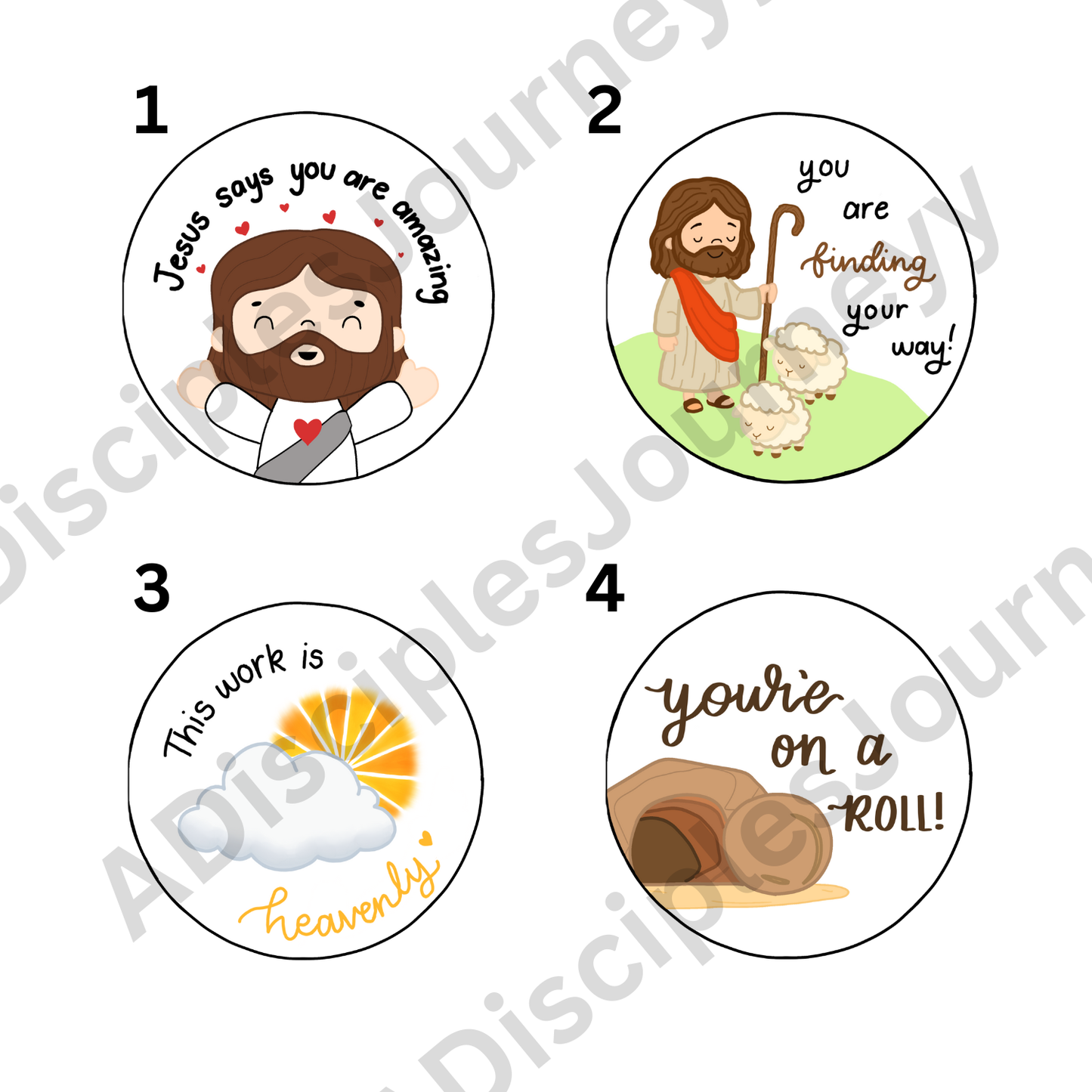 Catholic Encouragement Sticker Sheet - Jesus, Classroom Motivation